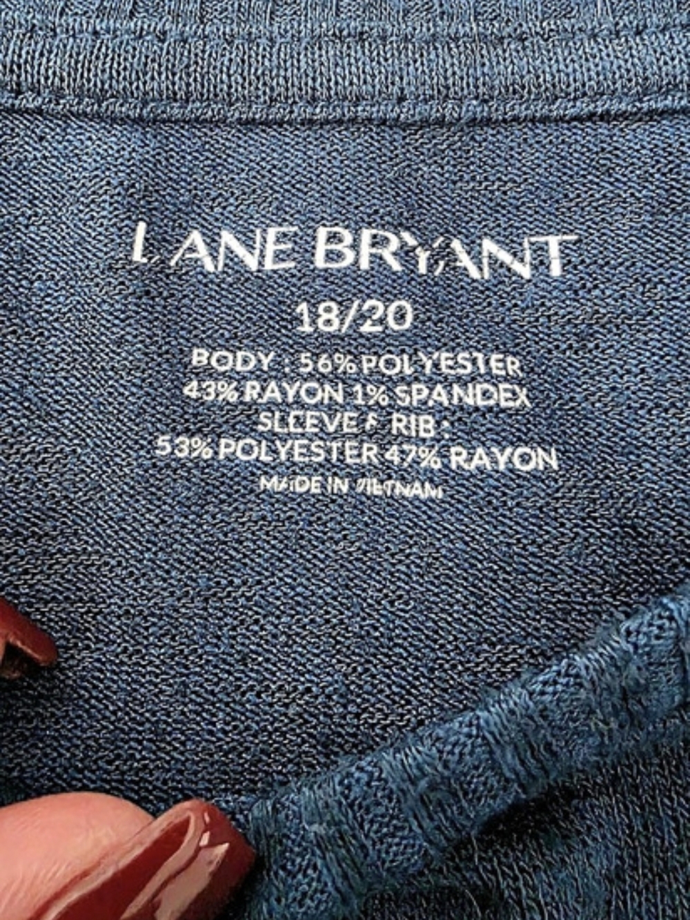 Lane Bryant Long Sleeve Ribbed Top in Blue Size 18/20 - Picture 4 of 4